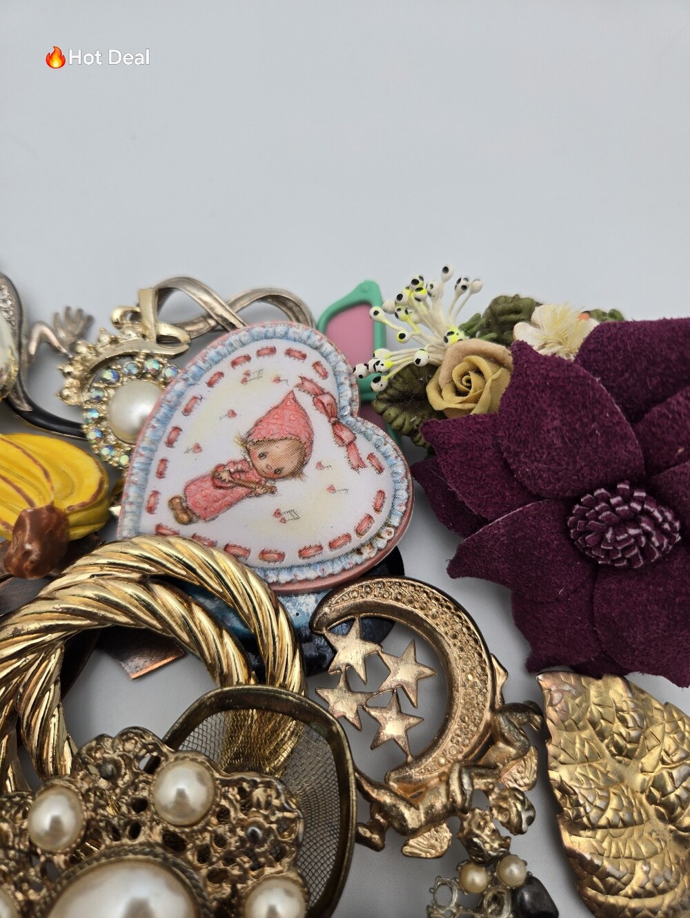 1 lb Craft Vintage Brooch Lot Rhinestone Craft Repair Repurpose Jewelry - Picture 6 of 11